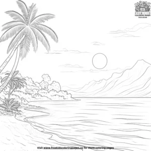 Tropical Isle Sunset Coloring Pages