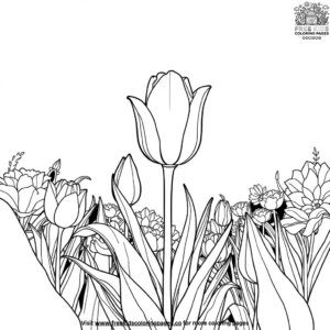 Tulip Growing in the Garden Coloring Pages