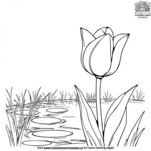 Tulip Near a Pond Coloring Pages