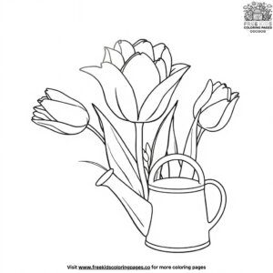 Tulip Next to a Watering Can Coloring Pages