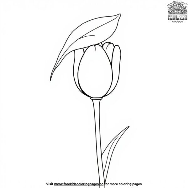 Tulip under a falling leaf coloring pages