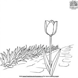 Tulip by a Garden Path Coloring Pages