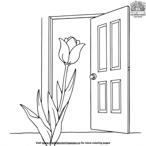 Tulip by the front door coloring pages