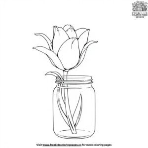 Tulip in a Mason Jar Coloring Pages