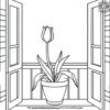 Tulip in a Pot on the Balcony Coloring Pages