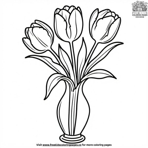 Tulip in a vase coloring pages