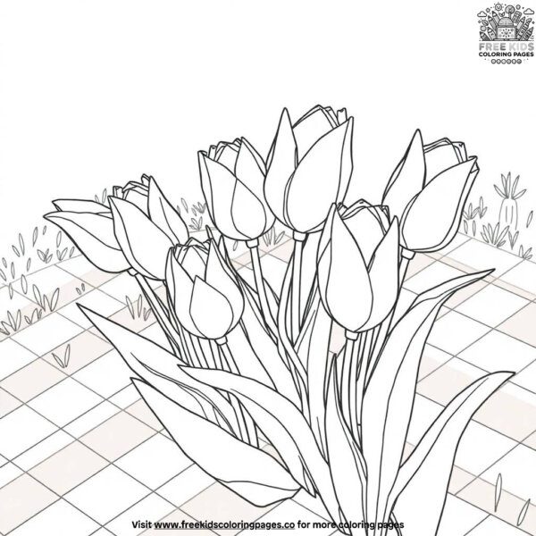 Tulip on a picnic blanket coloring pages