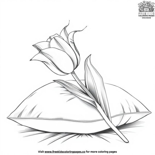 Tulip on a soft pillow coloring pages