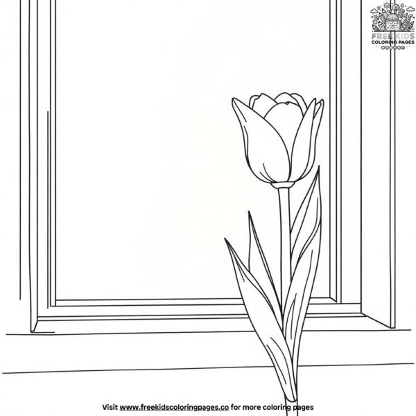 Tulip on a windowsill coloring pages