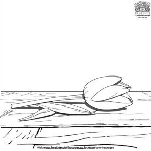 Tulip on a Wooden Table Coloring Pages