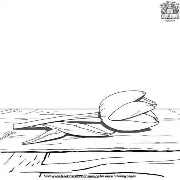 Tulip on a wooden table coloring pages