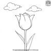 Tulip with Soft Clouds Above Coloring Pages