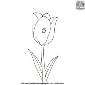 Tulip with a Ladybug Coloring Pages