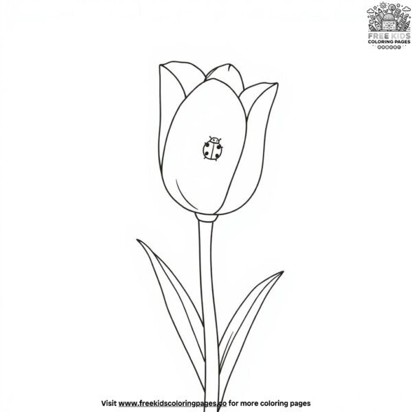 Tulip with a ladybug coloring pages