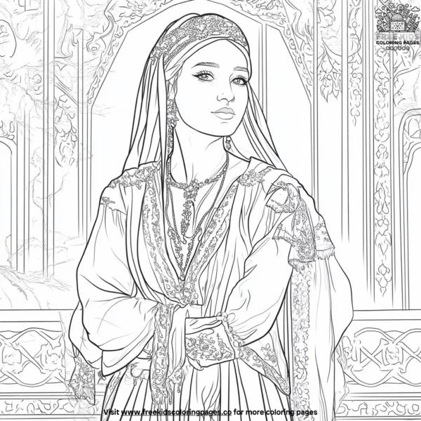 Turkish princess in a palace coloring pages