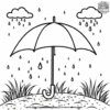 Umbrella in the Rain Coloring Pages