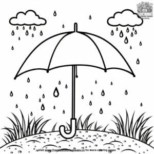 Umbrella in the Rain Coloring Pages