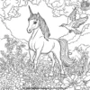 Unicorn And Birds Coloring Pages