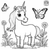 Unicorn And Butterfly Coloring Pages