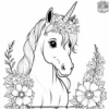 Unicorn And Flowers Coloring Pages