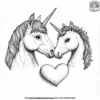 Unicorn And Heart Shape Coloring Pages