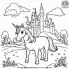 Unicorn In A Castle Coloring Pages