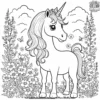 Unicorn In A Garden Coloring Pages