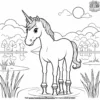 Unicorn In A Lake Coloring Pages