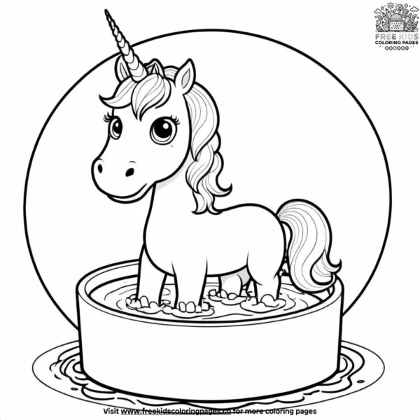 Unicorn in a pool coloring pages