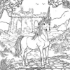 Unicorn In A Tower Coloring Pages