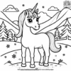 Unicorn In Snow Coloring Pages