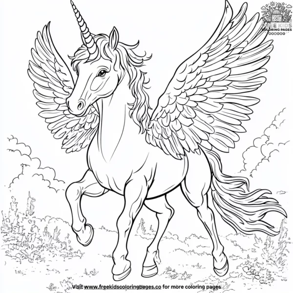 Unicorn with wings coloring pages