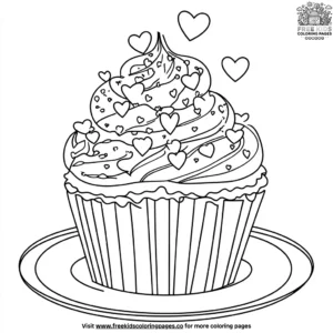 Valentine’s Cupcake Coloring Pages