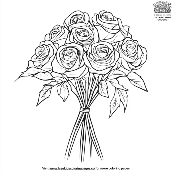 Valentine’s day bouquet coloring pages