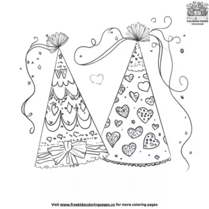 Valentine’s Day Party Hats Coloring Pages