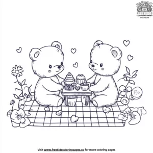 Valentine’s Day Teddy Bear Picnic Coloring Pages