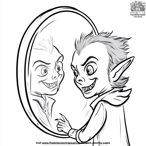 Vampire mirror reflections coloring pages