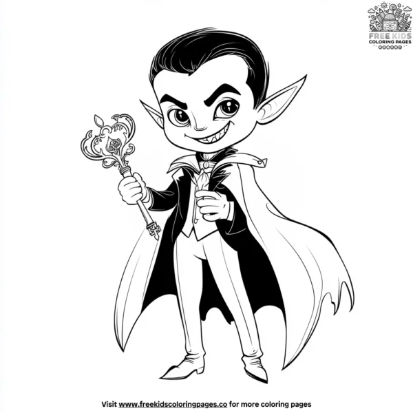 Vampire and the enchanted key coloring pages