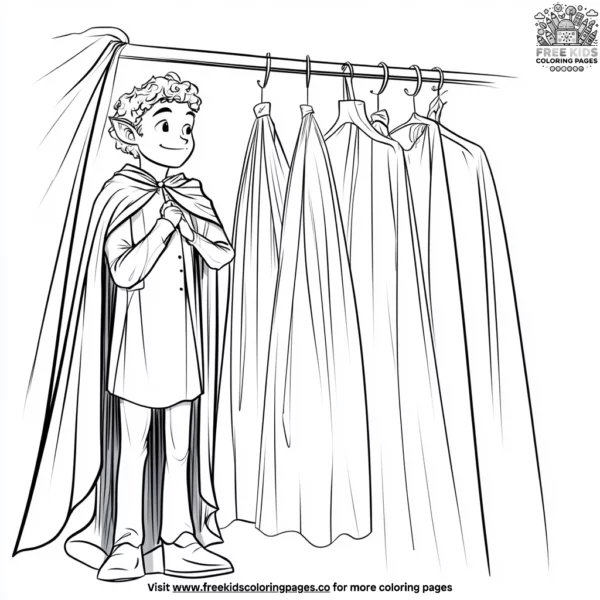 Vampire in a cozy cloakroom coloring pages