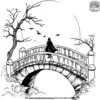 Vampire on a Moonlit Bridge Coloring Pages