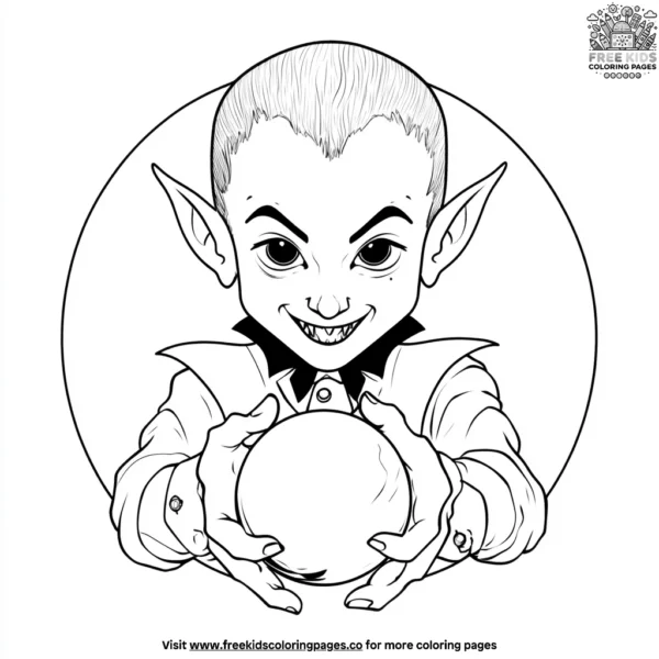 Vampire with a crystal ball coloring pages