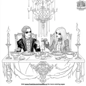 Vampire’s Candlelight Dinner Coloring Pages