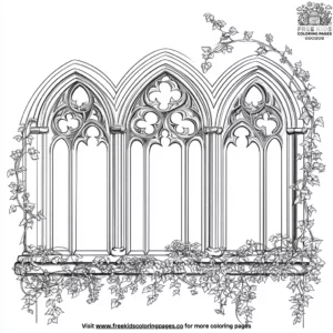 Vampire’s Gothic Window Coloring Pages