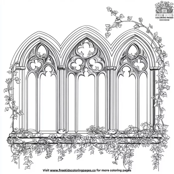 Vampire’s gothic window coloring pages