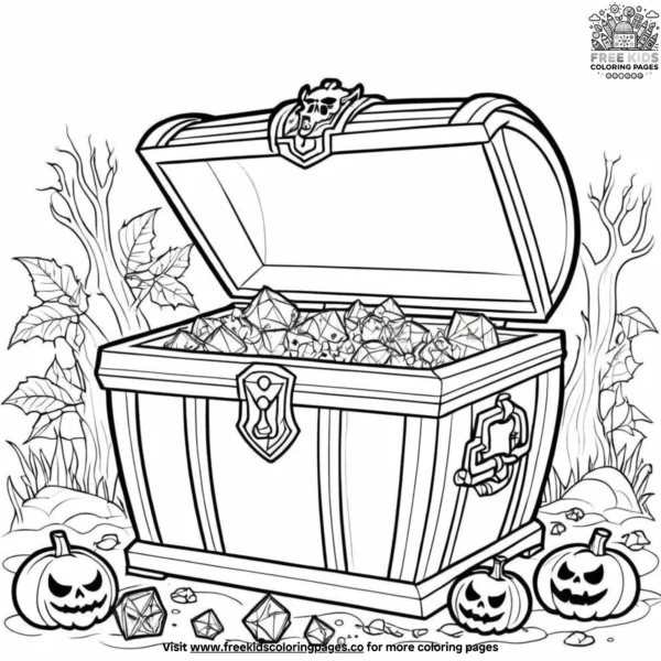 Vampire’s spooky treasure chest coloring pages