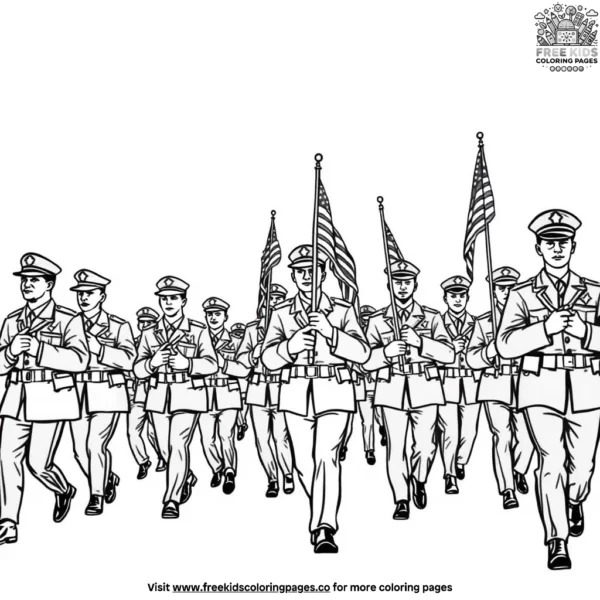 Veterans marching coloring pages