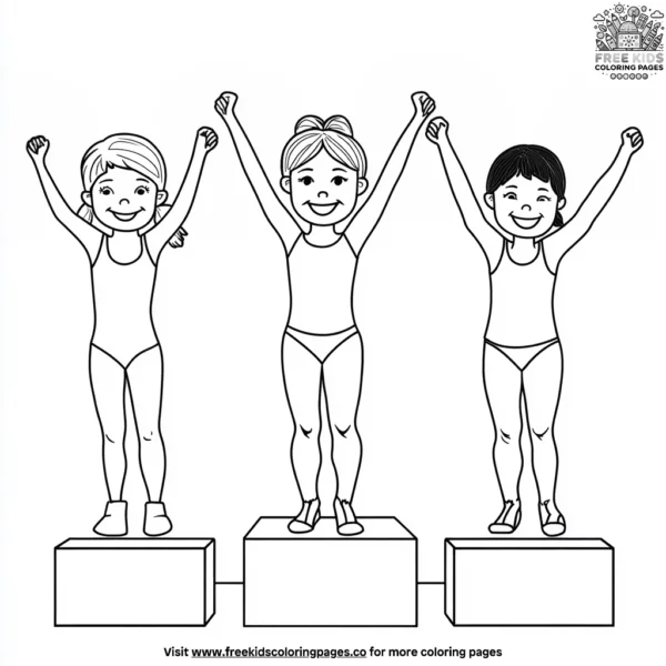 Victory podium gymnasts coloring pages