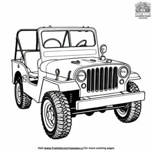 Vintage Jeep with Classic Tires Coloring Pages