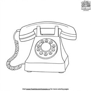Vintage landline phone coloring pages