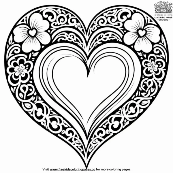 Wedding hearts coloring pages